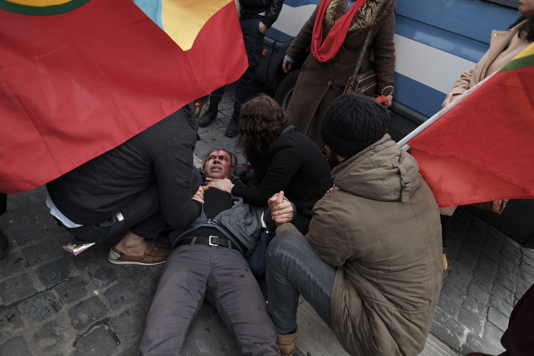 إصابة أحد المتظاهرين فى اشتباكات مع الشرطة