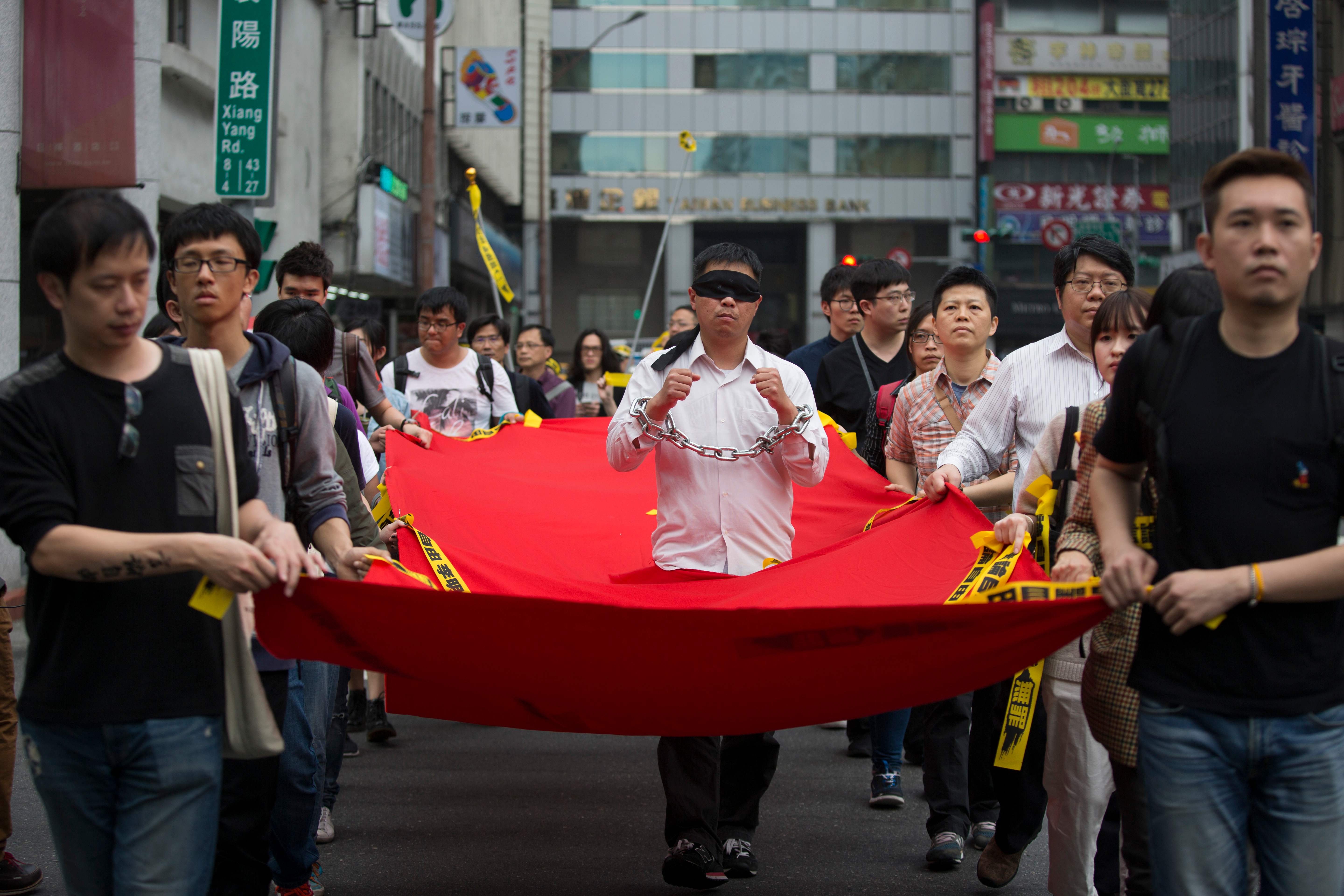 جانب من الاحتجاجات فى تايوان