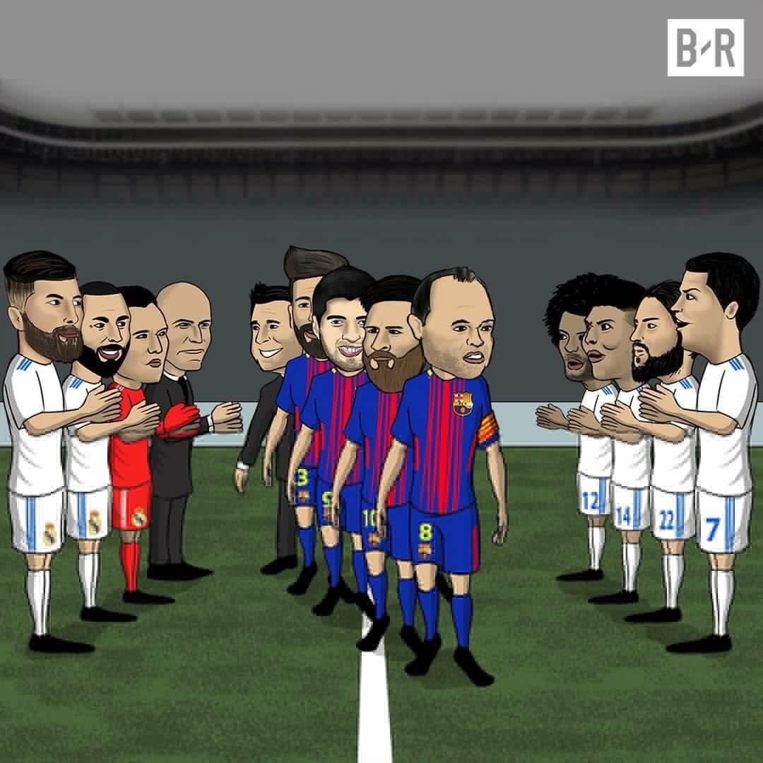 الممر الشرفى فى مباراة الكلاسيكو بين برشلونة وريال مدريد
