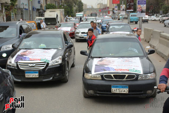 مسيرة لأهالى شبرا الخيمة بالسيارات لدعم السيسى (14)