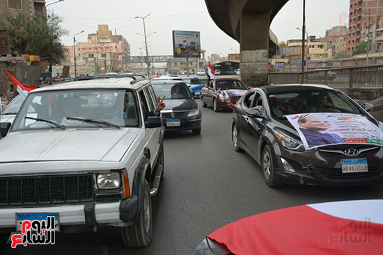 مسيرة لأهالى شبرا الخيمة بالسيارات لدعم السيسى (12)