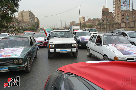 مسيرة لأهالى شبرا الخيمة بالسيارات لدعم السيسى (19)