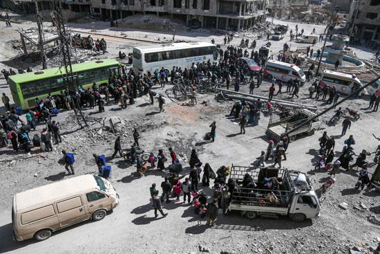 منطقة تجمع المسلحين السوريين للخروج من الغوطة الشرقية
