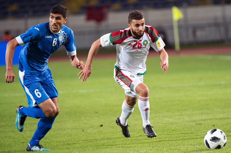 جانب من مباراة المغرب وأوزباكستان