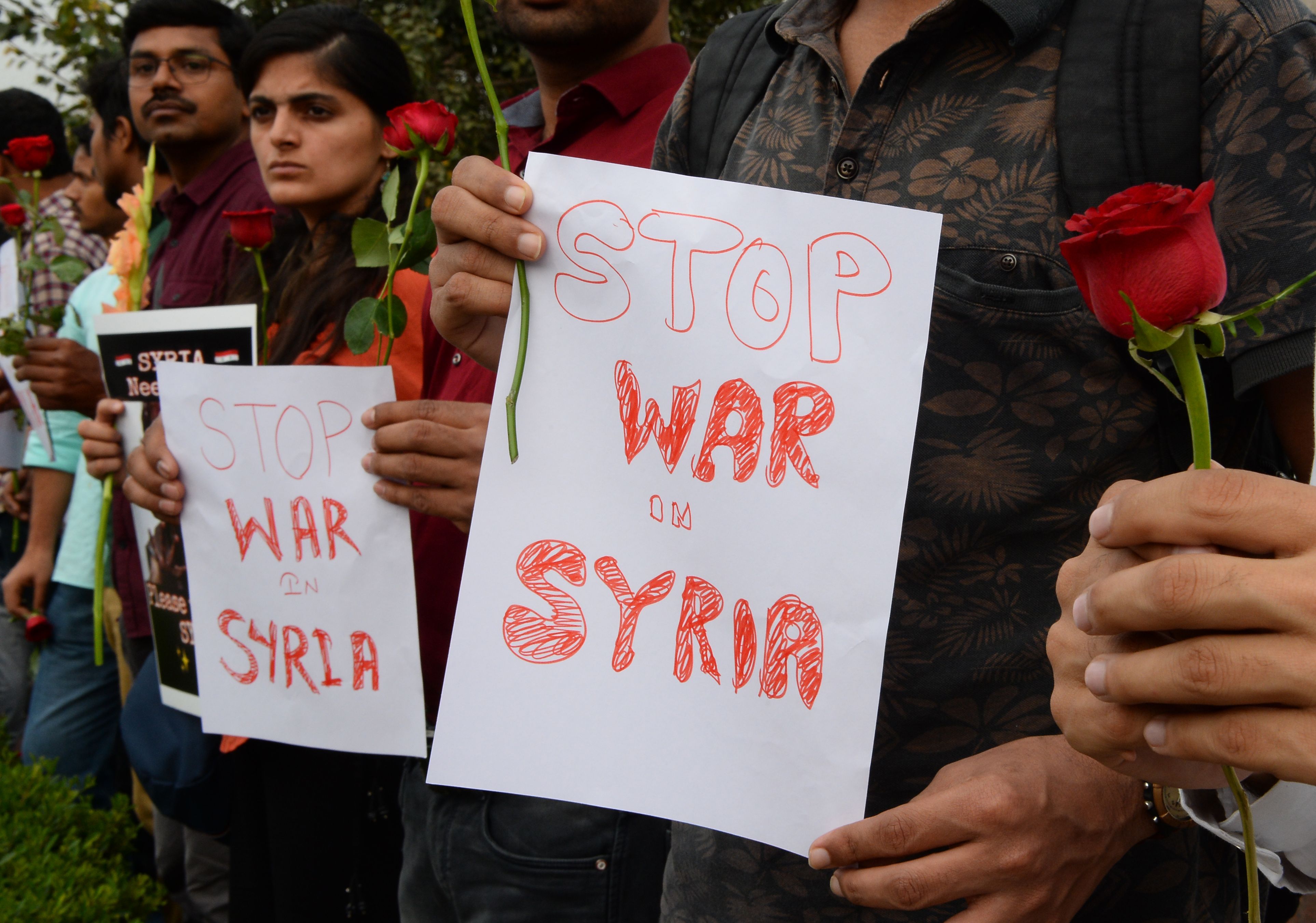 مظاهرة فى الهند للتضامن مع الشعب السورى