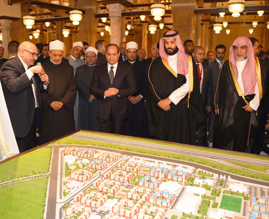 الرئيس السيسي وولى العهد السعودى الأمير محمد بن سلمان يفتتحان تطوير الجامع الأزهر