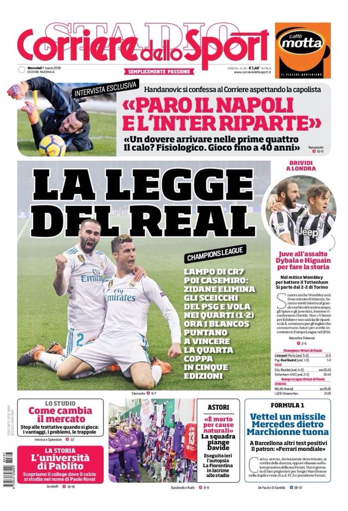 غلاف صحيفة الكوريري ديللو سبورت الايطالية