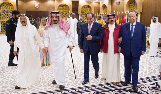 الملك سلمان والرئيس السيسى وأمير الكويت ورئيس اليمن وملك البحرين