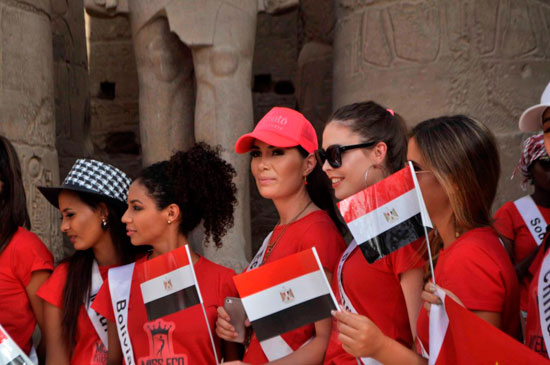            83 من ملكات جمال السياحة والبيئة فى زيارة لمعالم الأقصر الفرعونية