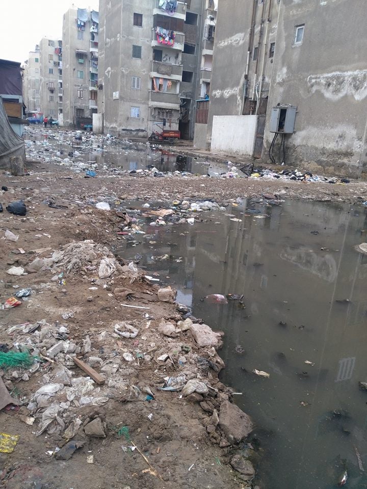 غرق منطقة مساكن الزهراء ببورسعيد بالصرف