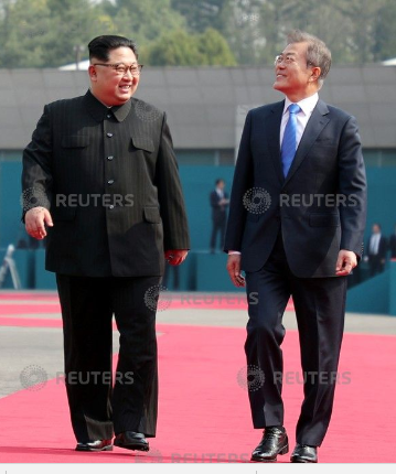 الزعيمان الكورييان فى طريقهما إلى بيت السلام