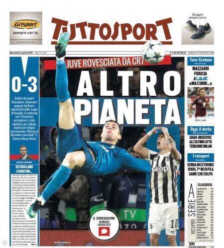 غلاف صحيفة توتو سبورت الايطالية
