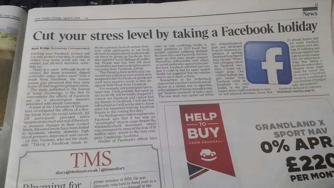 الفيس بوك فى صحيفة ذا تايمز