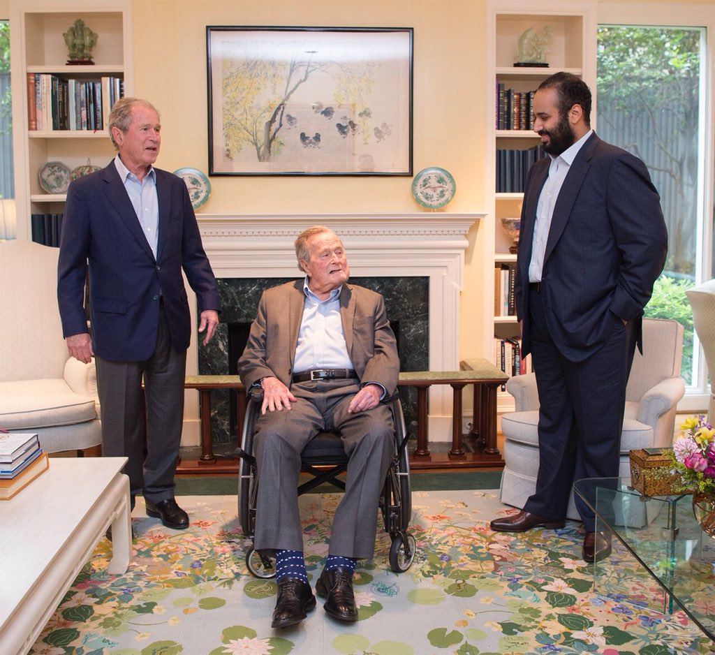 ولى العهد السعودى يزور جورج بوش الأب والابن