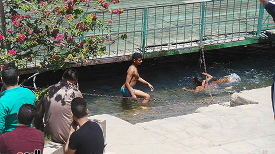  أطفال يسبحون فى مياه النيل