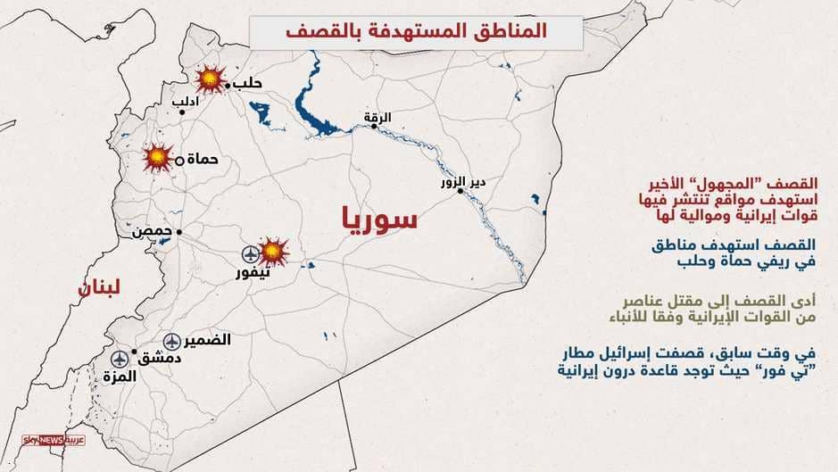المناطق السورية المستهدفة فى الغارات الجوية