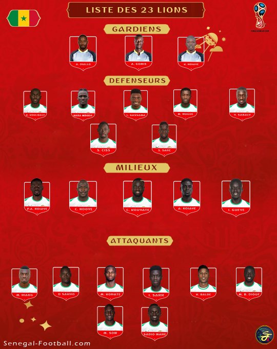 قائمة السنغال لكأس العالم
