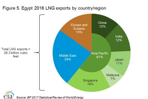 صادرات الغاز المصرية خلال عام 2016