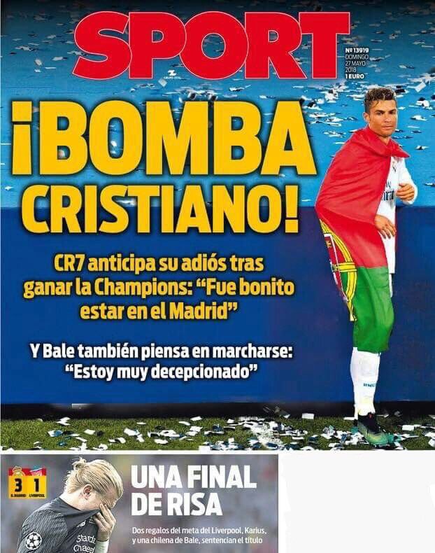 صحيفة سبورت الإسبانية تجاهلت فوز ريال مدريد واهتمت بكريستيانو