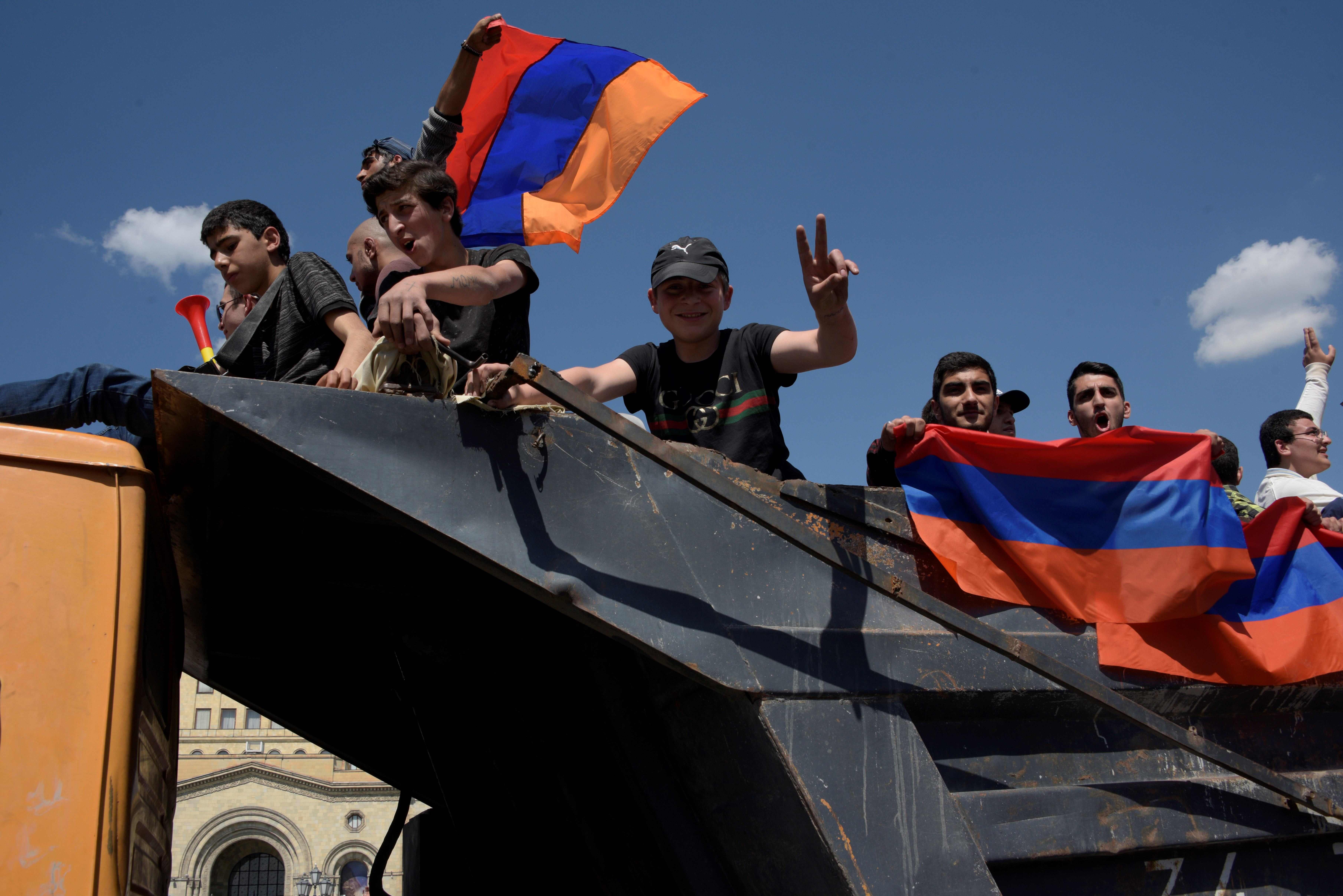جانب من مظاهرات المعارضة الأرمينية 