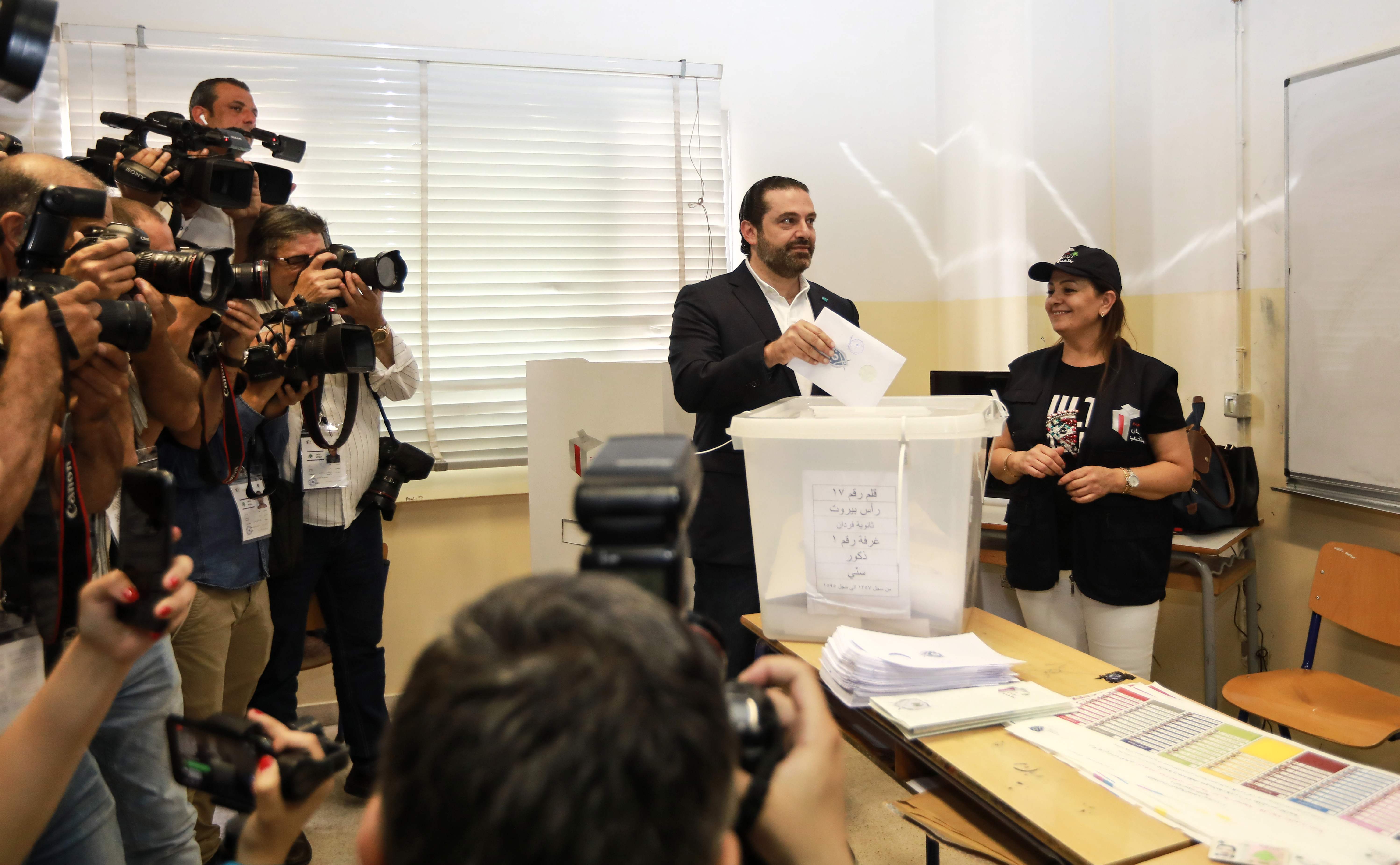 جانب من تصويت الحريرى بالانتخابات اللبنانية 