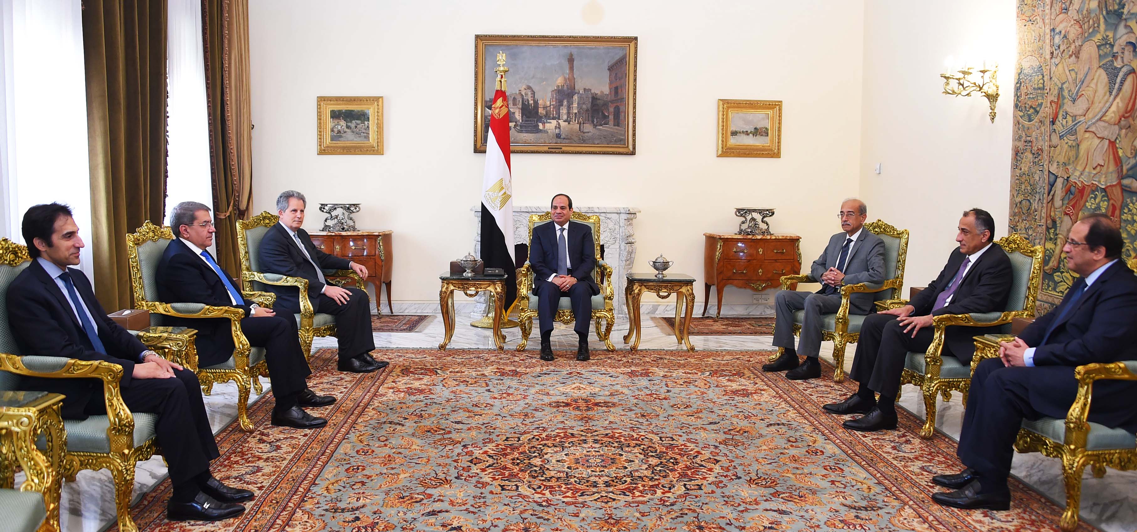 الرئيس عبد الفتاح السيسي مع ديفيد ليبتون النائب الأول لمدير عام صندوق النقد الدولي (2)