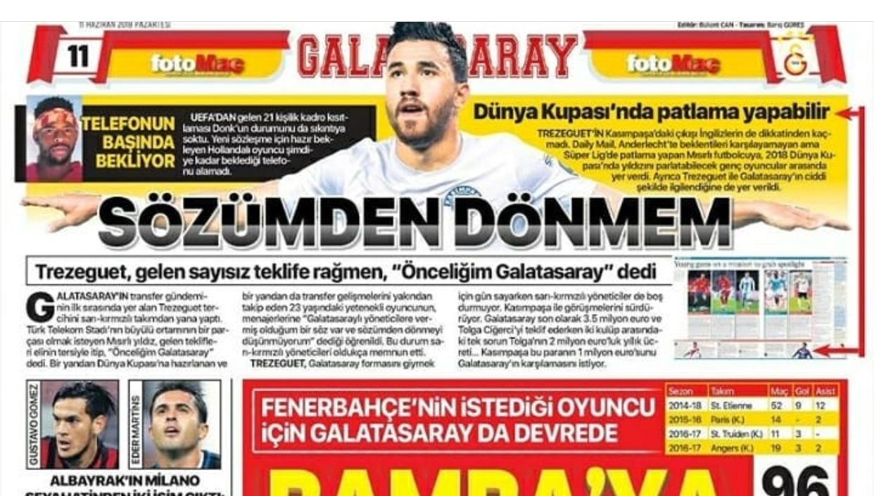 تريزيجيه يتصدر عناوين الصحافة التركية