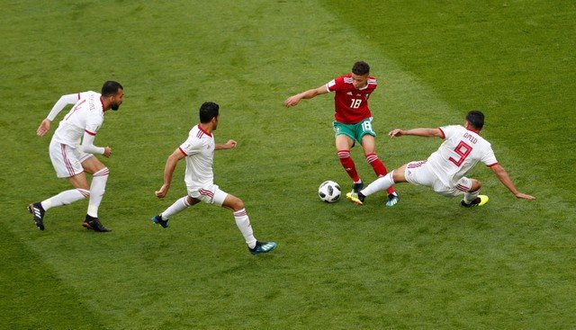 جانب من مباراة المغرب وإيران