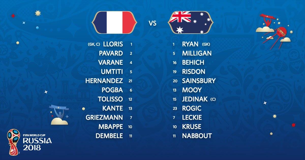 تشكيل مباراة فرنسا وأستراليا