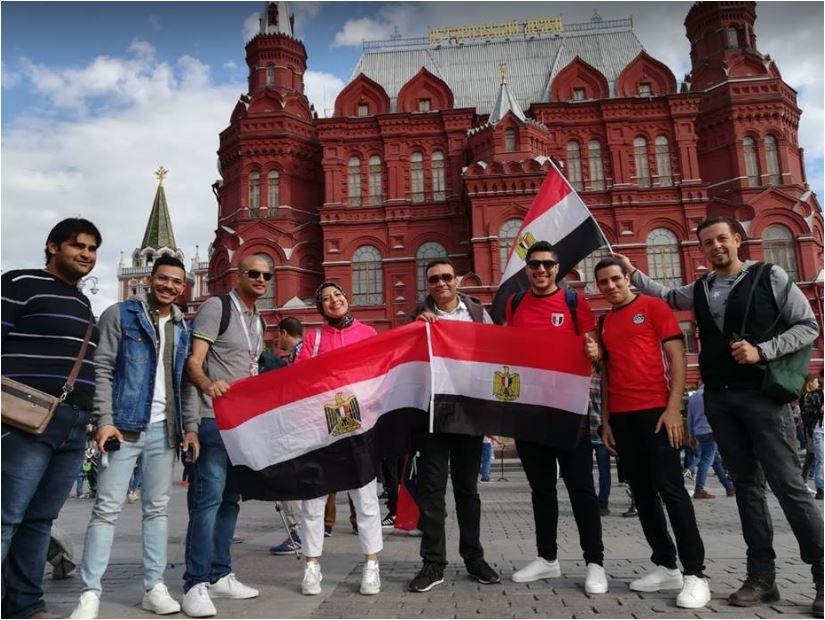 جانب من احتفالات المصريين بروسيا