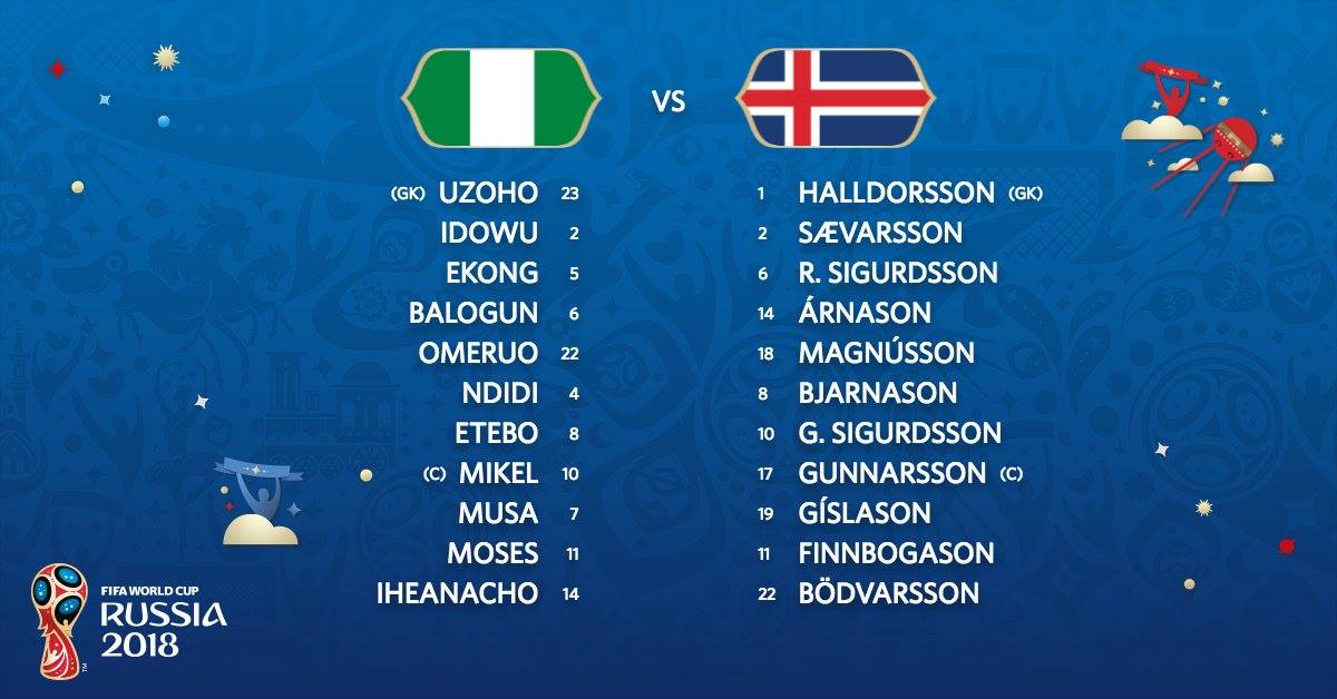 تشكيل مباراة نيجيريا وأيسلندا