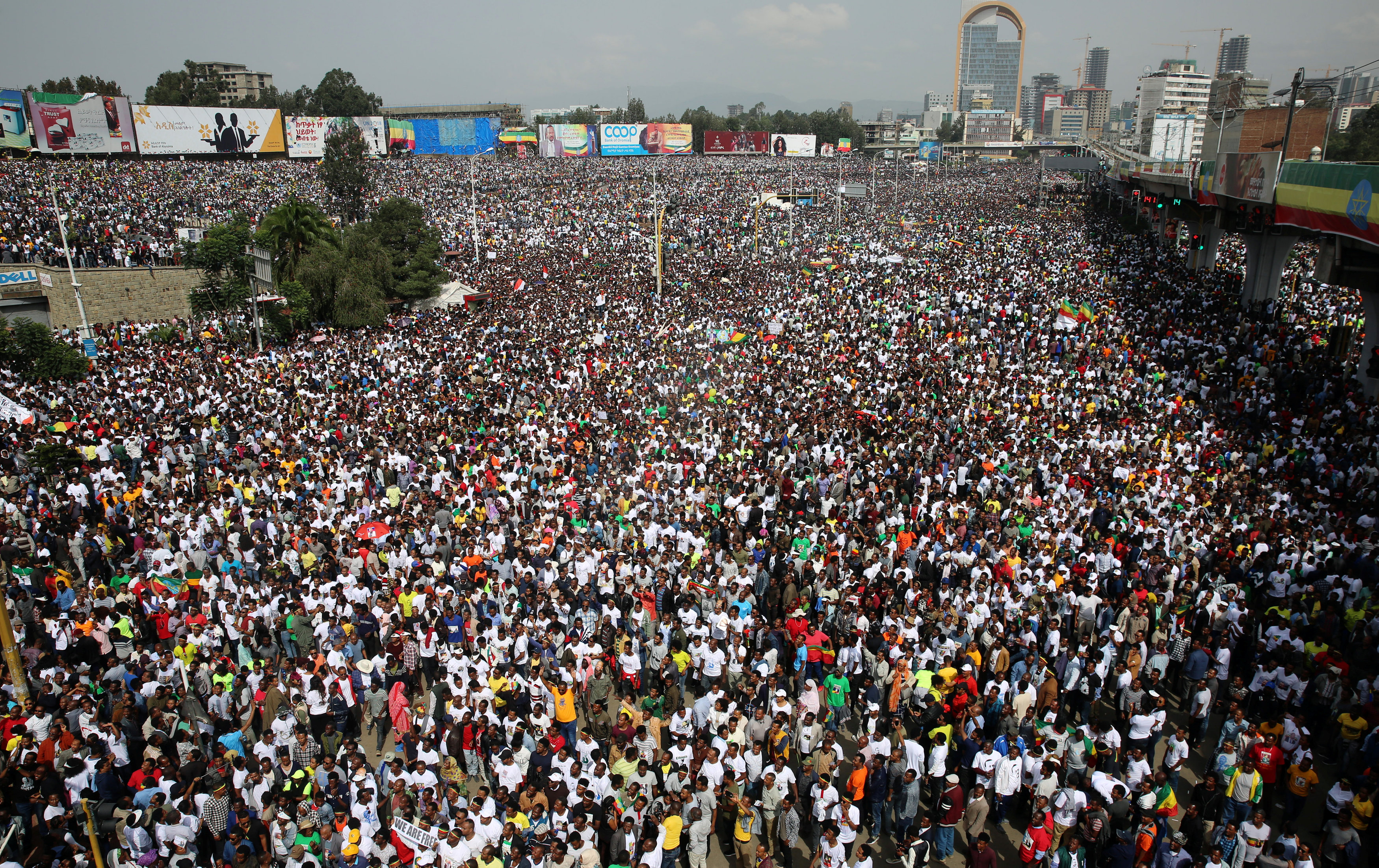 جانب من مسيرة دعم رئيس وزراء إثيوبيا 