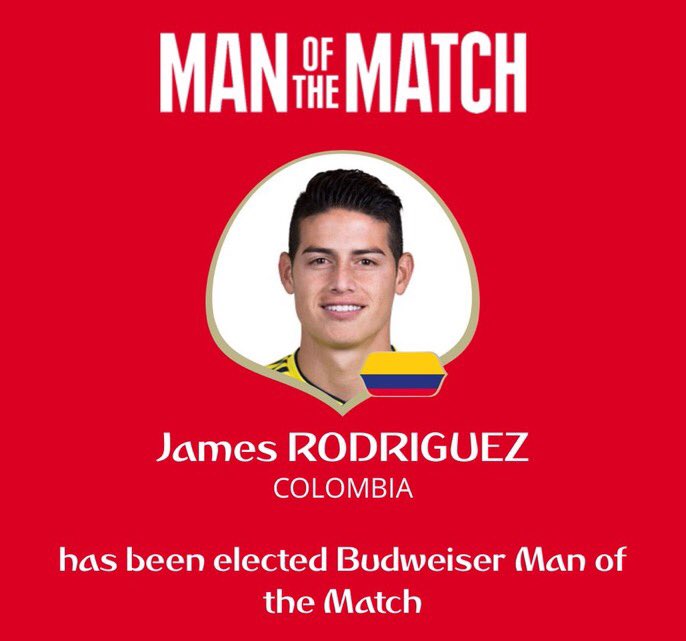 جيمس رودريجيز أفضل لاعب فى مباراة كولومبيا وبولندا