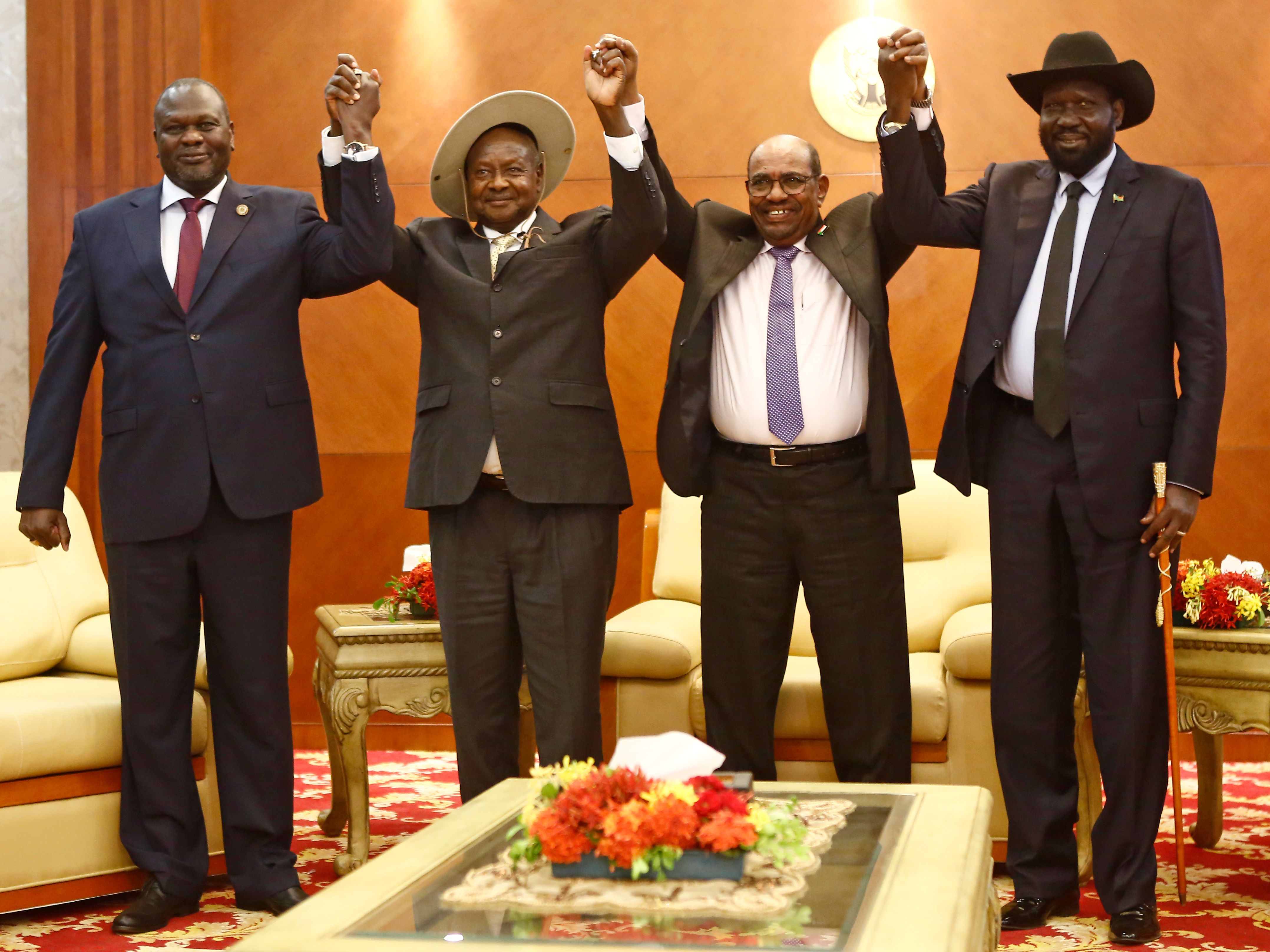 رؤساء جنوب السودان والسودان وأوغندا