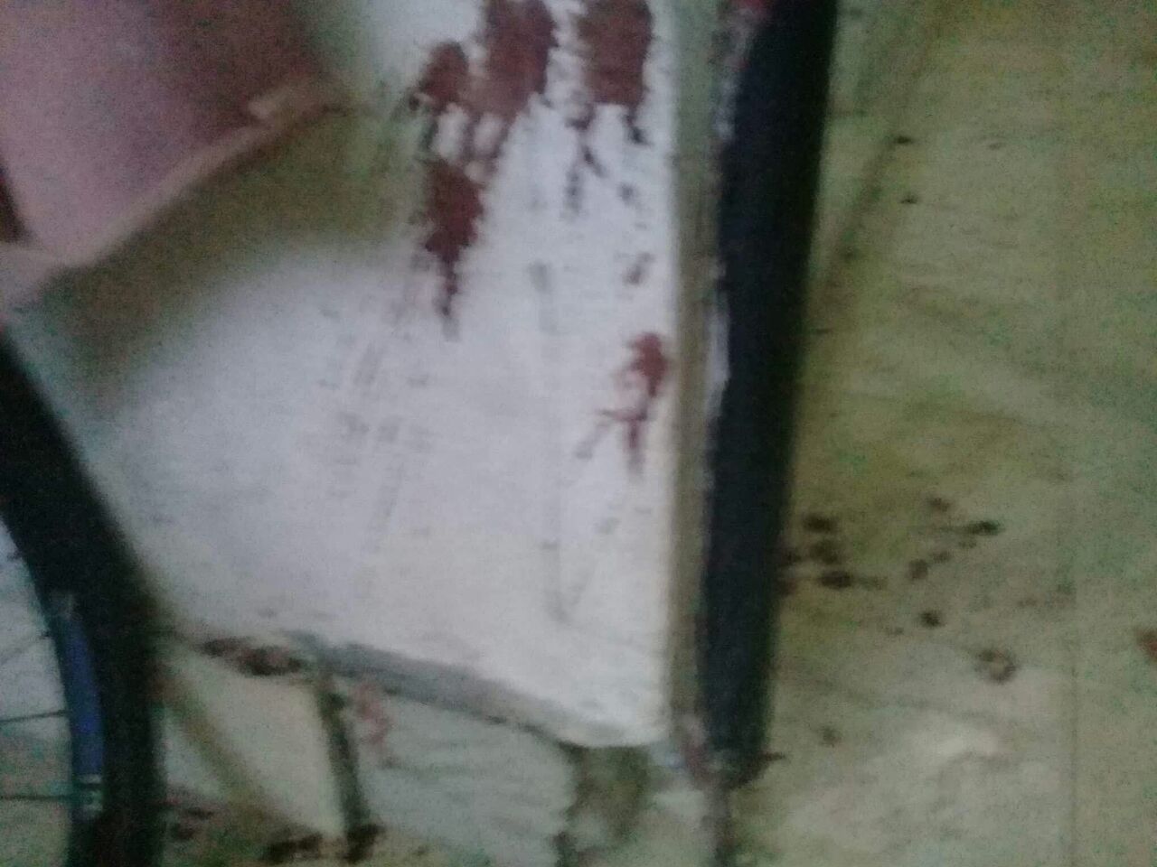 اثار الدماء شاهد على الحادث اثار الدماء شاهد على الحادث