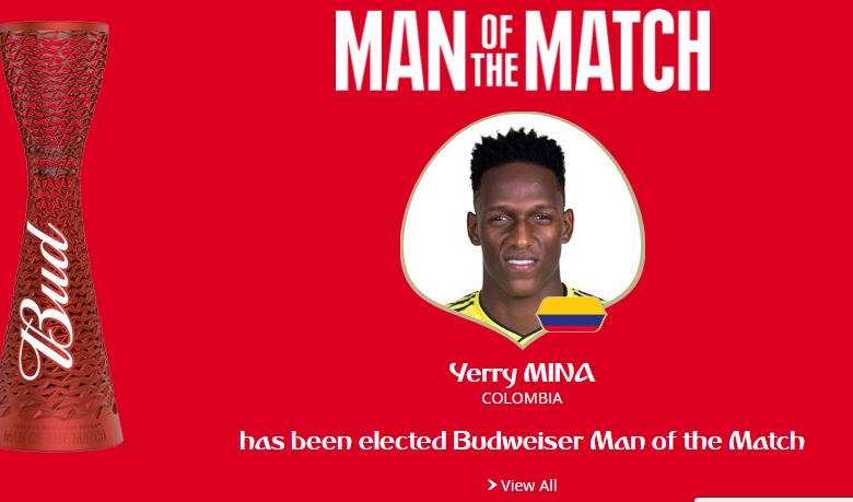 يارى مينا أفضل لاعب فى مباراة كولومبيا والسنغال