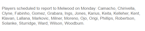 قائمة اللاعبين المشاركين في تدريبات ليفربول الاثنين المقبل