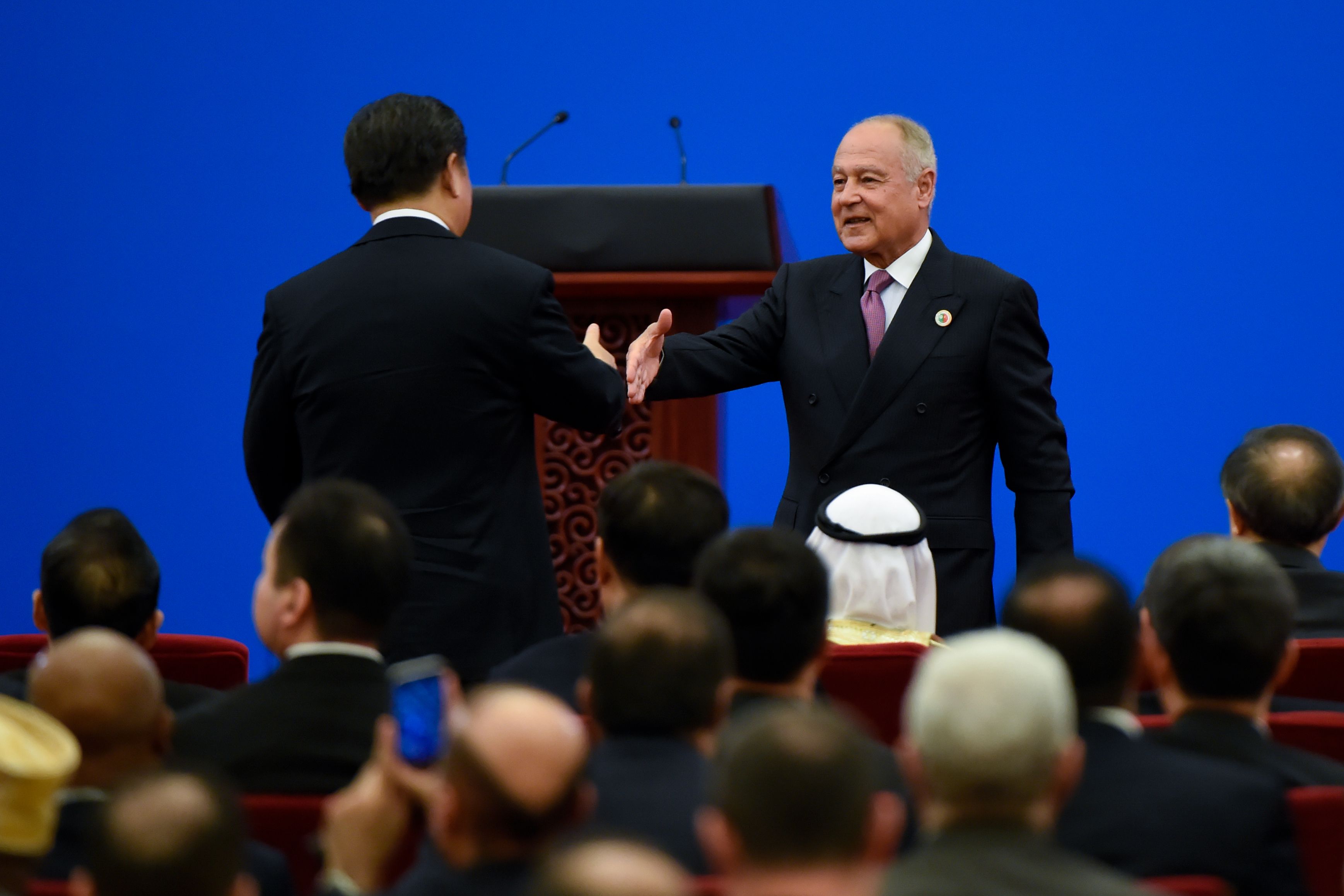 رئيس الصين يصافح أمين عام جامعة الدول العربية