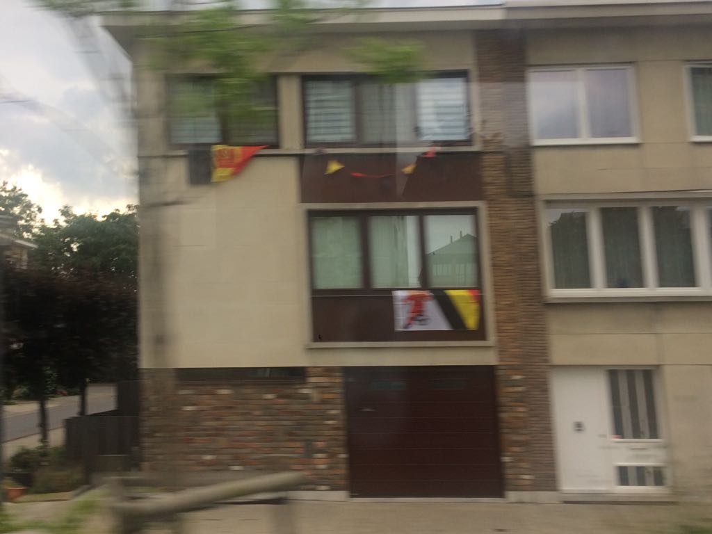 الأعلام البلجيكية ترفرف على وجهات المنازل فى بروكسل إستعدادا للقاء الديوك (8)