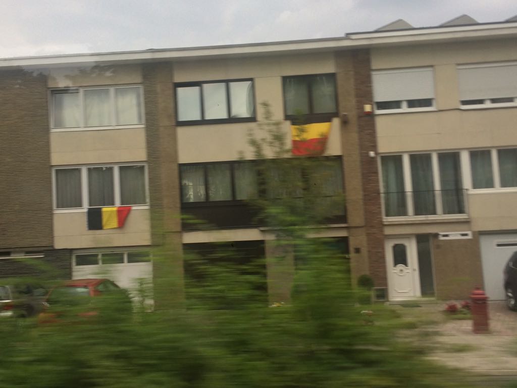 الأعلام البلجيكية ترفرف على وجهات المنازل فى بروكسل إستعدادا للقاء الديوك (9)