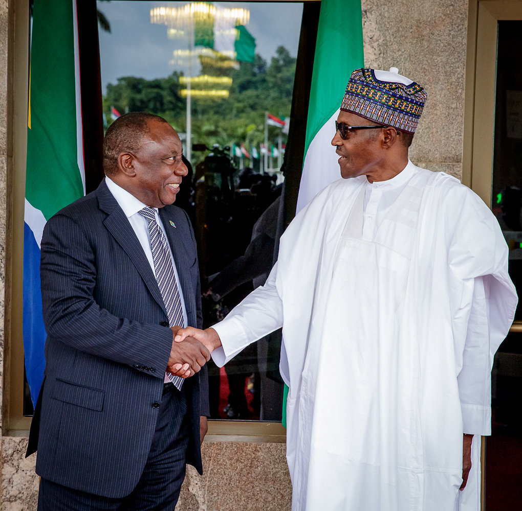 رئيس جنوب إفريقيا  سيريل رامافوزا يلتقي  رئيس نيجيريا محمد بخاري