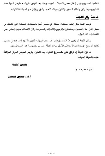 تقرير خطة البرلمان عن قانون صندوق مصر (10)