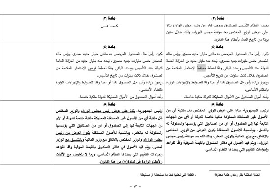 تقرير خطة البرلمان عن قانون صندوق مصر (13)