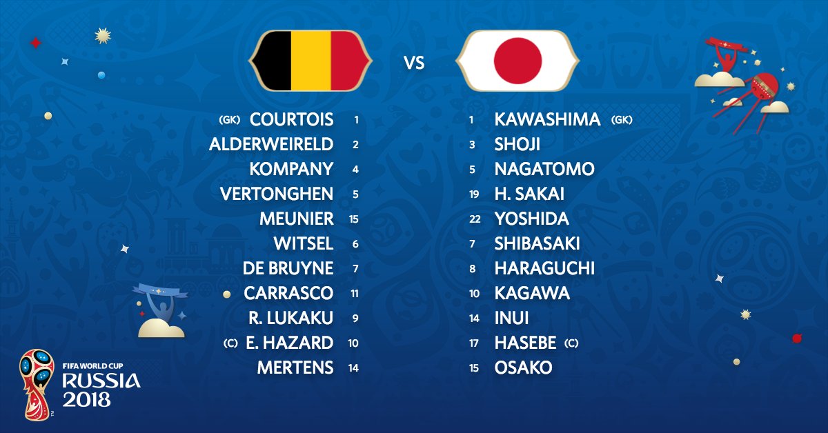 تشكيل مباراة بلجيكا واليابان
