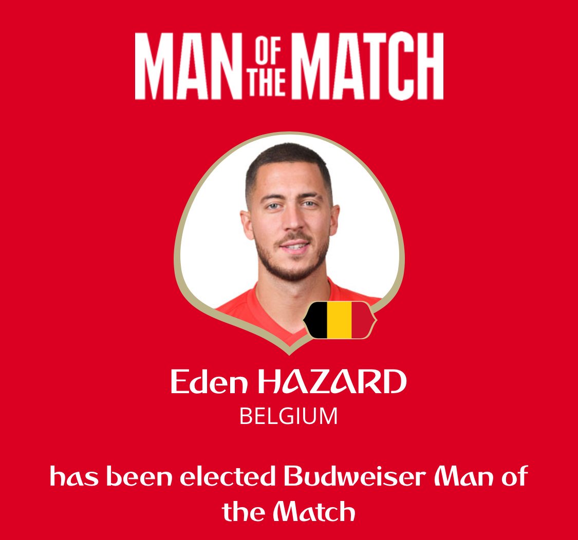 هازارد أفضل لاعب فى مباراة بلجيكا واليابان
