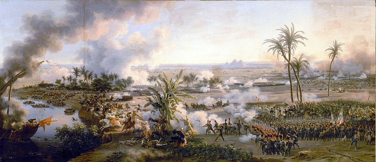 صورة توضح تراجع المماليك إلى نهر النيل فى معركة إمبابة