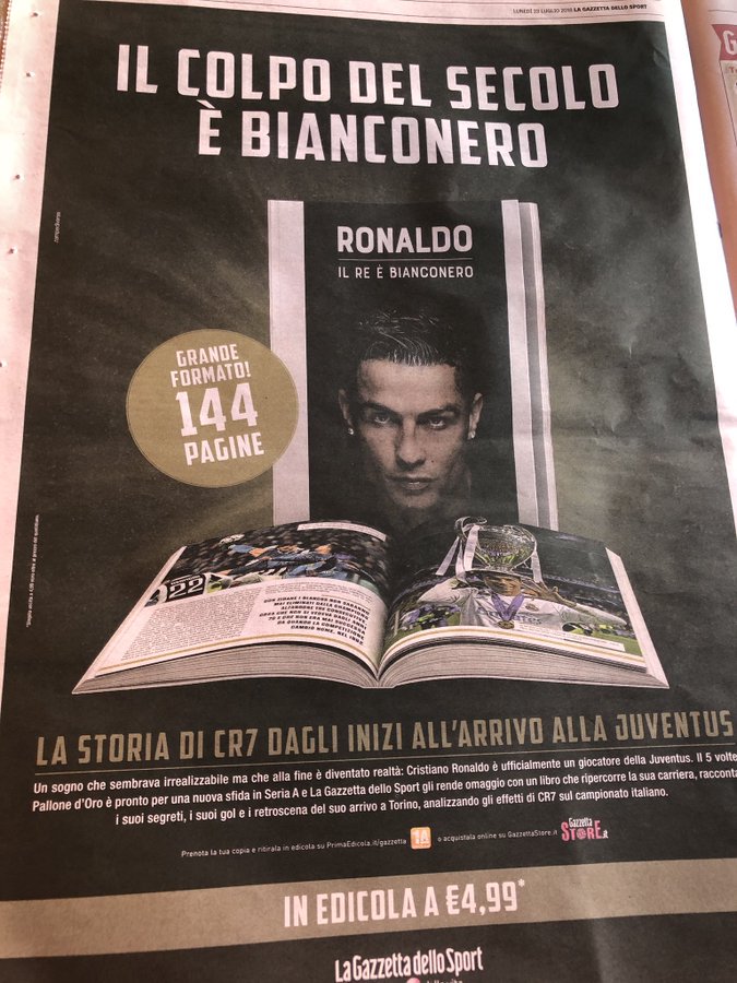 إصدار لاجازيتا ديلو سبورت عن رونالدو