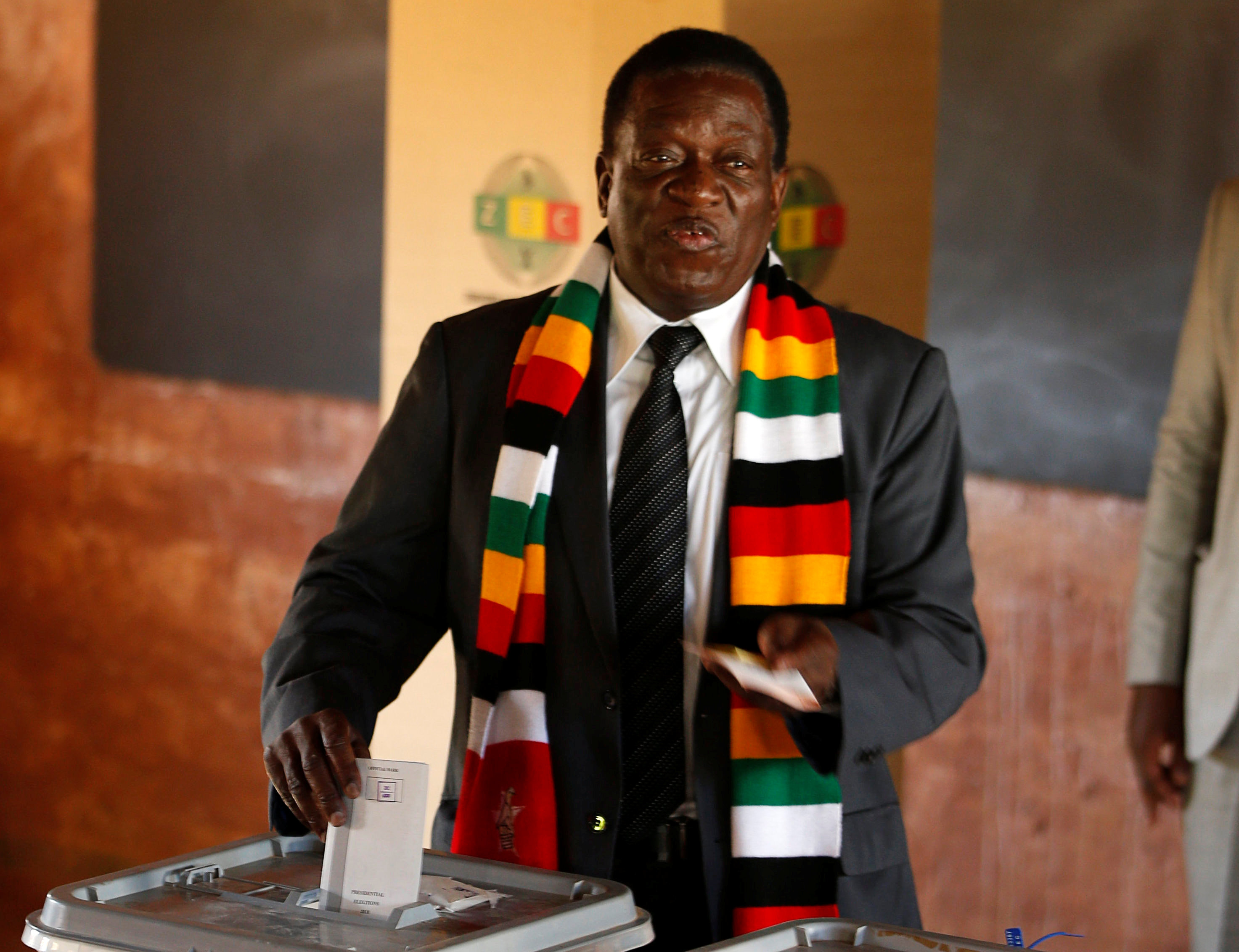 الرئيس الزيمبابوى مانانجاو يدلى بصوته