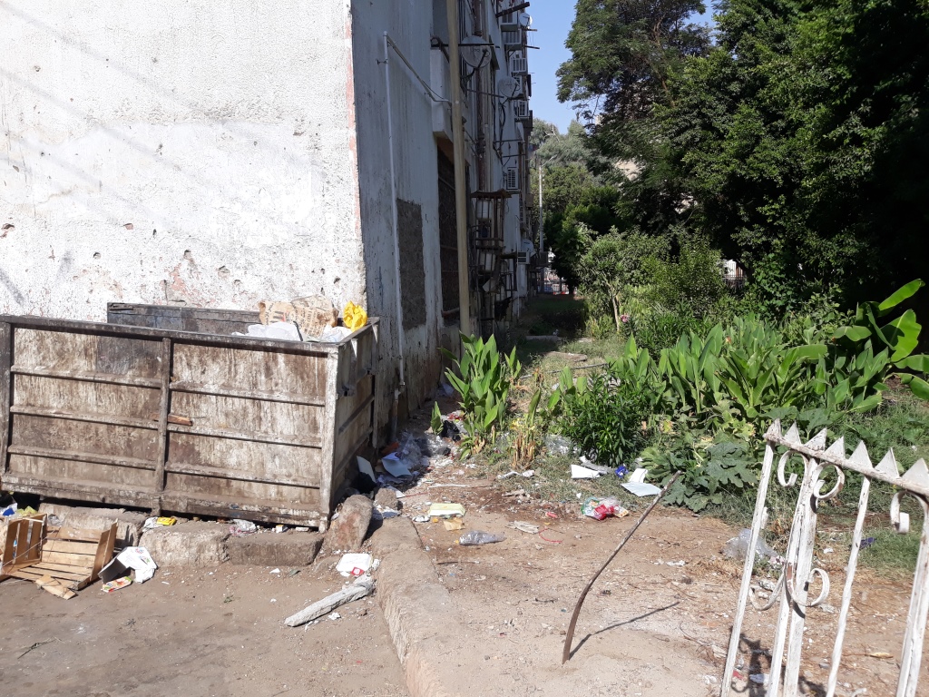 2 صندوق قمامة بجوار حدائق بقنا