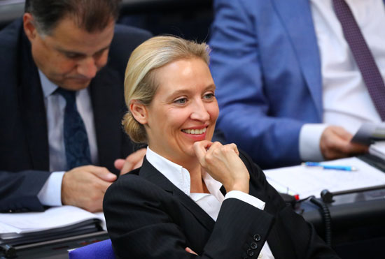 ابتسامة تحمل الكثير من أبرز معارضات سياسات ميركل فى البرلمان الألمانى
